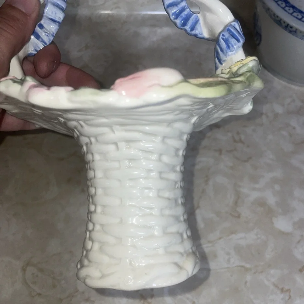 Vintage Fitz & Floyd Bunny & Hallow Ceramic Basket Sprint‎ Easter Flower Collect